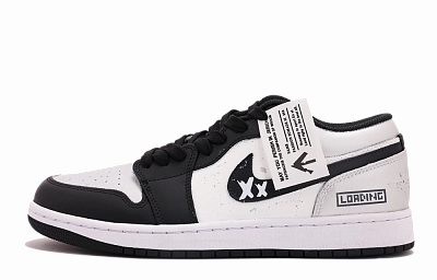 Jordan Air Jordan 1 Abrasion Resistant Low top Vintage Basketball Shoes Unisex Black Silver