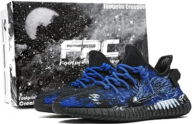 Adidas Originals Yeezy Boost 350 V2 Blue Dragon 2 Footprint Creation, Box Breathable Low top Casual Shoes Unisex Black