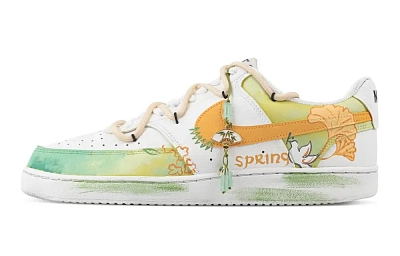 Nike Court Vision 1 Youthful Vigor Abrasion Resistant Low top Skateboard Shoes Men's Yellow White