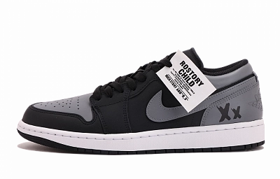Jordan Air Jordan 1 Abrasion Resistant Coverage Low top Vintage Basketball Shoes Unisex Black Gray
