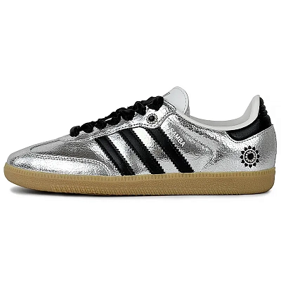 Adidas Originals SAMBA OG Wear resistant And Lightweight Low Top Skateboard Shoes Women's Silver Black
