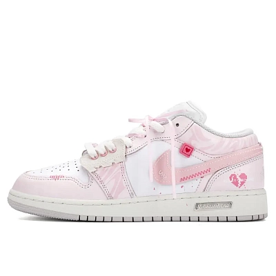 Jordan Air Jordan 1 Love Confession Encounter Abrasion Resistant Low top Vintage Basketball Shoes Women's Pink