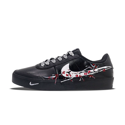 Nike Court Shot A Branch Of Plum Blossom Cushioning Low top Skateboard Shoes Men's Red White Black
