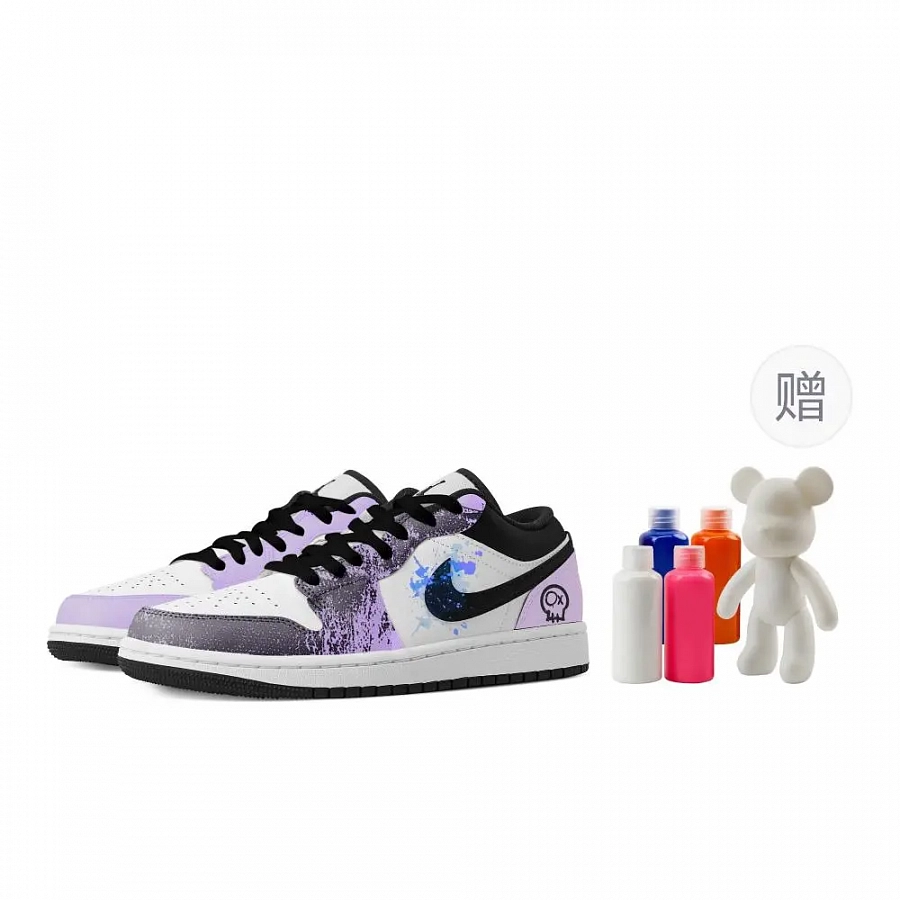 Jordan Air Jordan 1 Cute Skeleton 1 Abrasion Resistant Low top Vintage Basketball Shoes Women's Purple White купить в интернет-магазине Yoocart с быстрой доставкой по России.