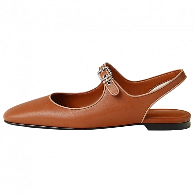 HERMES Kleo Casual Single Shoes 1cm Women's Brown
