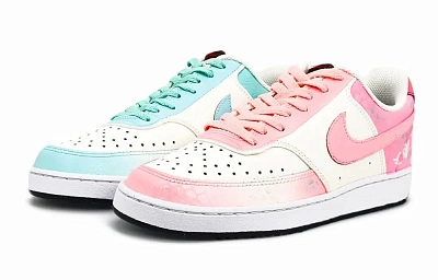 Nike Court Vision 1 Abrasion Resistant Low Top Skateboard Shoes Unisex Pink Blue