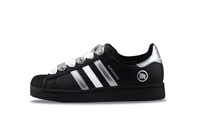 Adidas Originals Superstar 2 Abrasion Resistant Low top Skateboard Shoes Unisex Black Silver