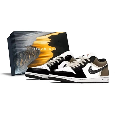 Jordan Air Jordan 1 Vintage Basketball Shoes Unisex Low top Black/White/Brown