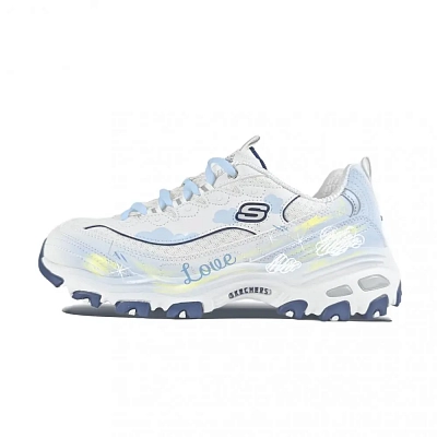 Skechers D'LITES 1.0 Abrasion Resistant Low Top Chunky Sneakers Women's White