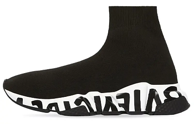 Balenciaga Speed Graffiti Sneakers 'Black Knit Black Graffiti Sole Unit' Women's