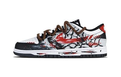 Nike Dunk Dark Spider Trail Abrasion Resistant Low top Skateboard Shoes Unisex Red Black
