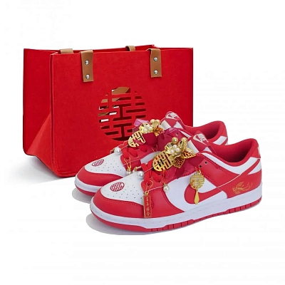 Nike Dunk Hundred Birds Paying Homage To The Phoenix Abrasion Resistant Low top Skateboard Shoes Unisex Red White