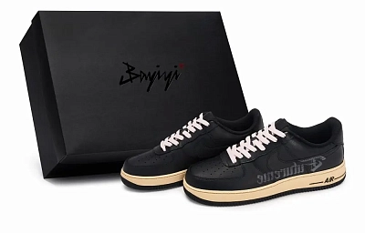 Nike Air Force 1 07 811 Manufacturing, Old Letter, Special Shoe Box Low top Skateboard Shoes Unisex Black Pink