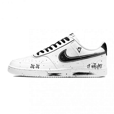 Nike Court Vision 1 Low Top Skateboard Shoes Men's Black White