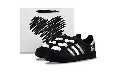 Adidas Originals Superstar 2 Abrasion Resistant Low top Skateboard Shoes Unisex Black Silver