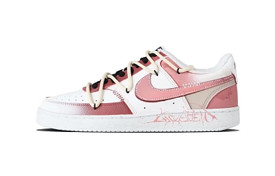 Nike Court Vision 1 Red Rock Spade Abrasion Resistant Low top Skateboard Shoes Unisex Coral