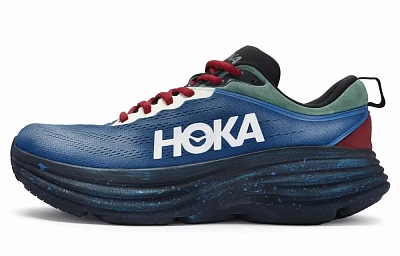 HOKA ONE ONE Bondi 8 Low top Casual Running Shoes Men's Blue Red