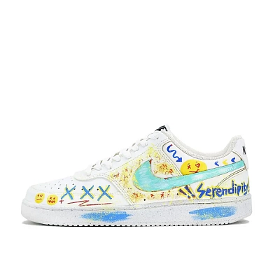 Nike Court Vision 1 Dreamy Graffiti Abrasion Resistant Balance Low top Skateboard Shoes Unisex Bright Yellow