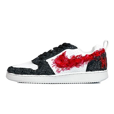 Nike Court Borough Low top Skateboard Shoes Men's Black Red White