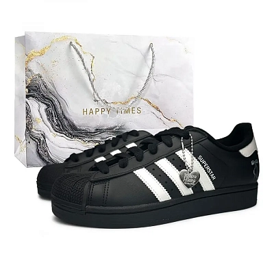 Adidas Originals Superstar 2 Silver Bowknot Abrasion Resistant Low top Skateboard Shoes Unisex Black Silver