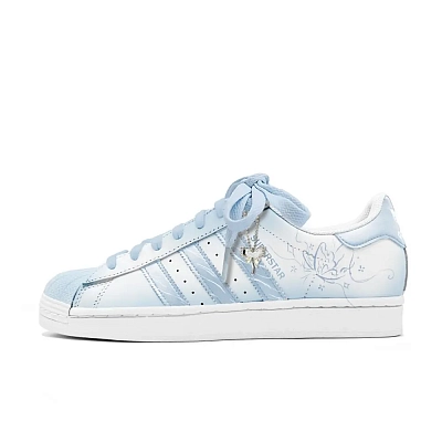 Adidas Originals SUPERSTAR Dusty Blue Fairy Feather Abrasion Resistant Low top Skateboard Shoes Unisex Blue