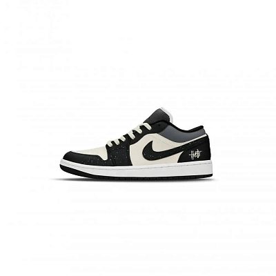 Jordan Air Jordan 1 Abrasion Resistant Low top Vintage Basketball Shoes Unisex Black Rice Gray