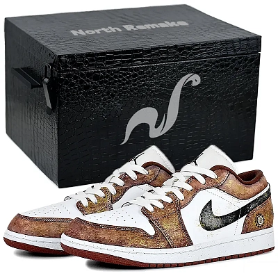 Jordan Air Jordan 1 Abrasion Resistant Low top Vintage Basketball Shoes Unisex White Red Black