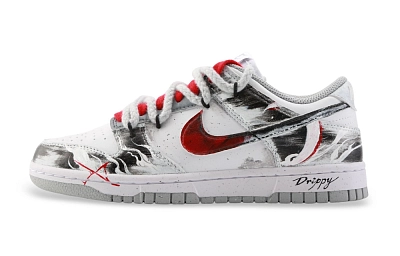 Nike Dunk Drippy Blood Moon Abrasion Resistant Low Top Skateboard Shoes Unisex Black White Red
