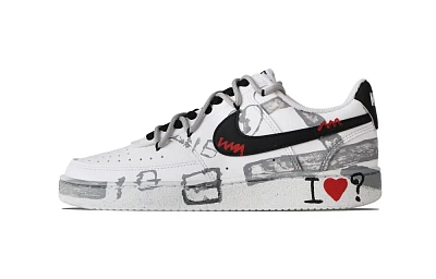 Nike Court Vision 1 Hypothesis Of Love Abrasion Resistant Low top Skateboard Shoes Men's Silver Gray