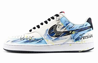 Nike Court Vision 1 Wear resistant And Lightweight Low top Skateboard Shoes Men's Blue White