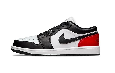 Jordan Air Jordan 1 Red Toe Support Low top Vintage Basketball Shoes Unisex Red Black