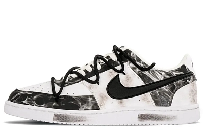 Nike Court Vision 1 Breathable And Wear resistant Low top Skateboard Shoes Men's Black Gray White