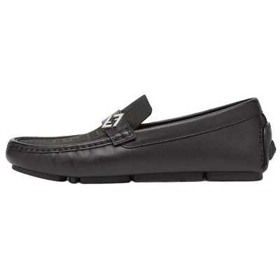 FENDI Logo Plaque Monogrammed Loafers