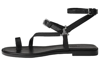 HERMES Gossip One Strap Sandals Women's Black