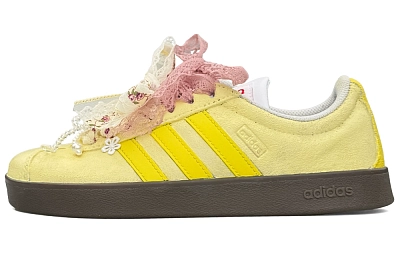 Adidas Neo Vl Court Classic Anti-Slip And Wear-Resistant Lightweight Low-Top Skateboard Shoes Unisex Yellow White