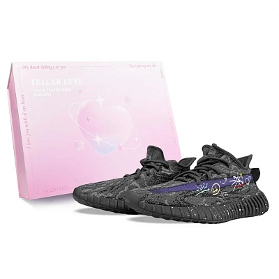 Adidas Originals Yeezy Boost 350 V2 Abrasion Resistant Low top Casual Shoes Unisex Black Purple