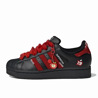 Adidas Originals Superstar 2 Red Velvet Slippers Abrasion Resistant Balance Low top Skateboard Shoes Women's Black Red
