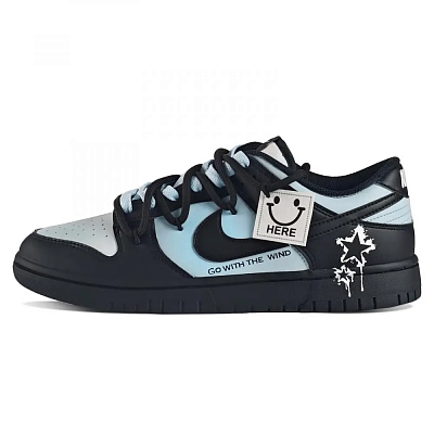 Nike Dunk Abrasion Resistant Low Top Skateboard Shoes Unisex Black Blue
