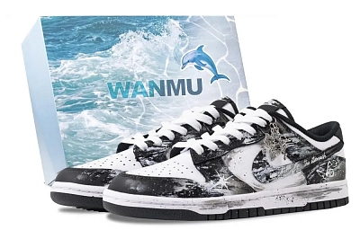 Nike Dunk Butterfly Shadow Abrasion Resistant Low top Skateboard Shoes Women's Black White Gray