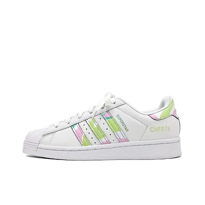 Adidas Originals SUPERSTAR Neon Resonance Abrasion Resistant Low top Skateboard Shoes Unisex White
