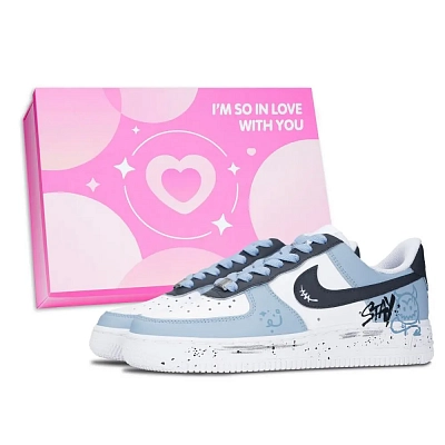 Nike Air Force 1 Air Force 1, Demon Abrasion Resistant Low top Skateboard Shoes Unisex Blue