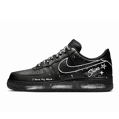 Nike Air Force 1 Gravity Blueprint Abrasion Resistant Low top Skateboard Shoes Unisex Black White