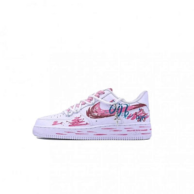 Nike Air Force 1 Singularity, 12 Constellation, Virgo Abrasion Resistant Low top Skateboard Shoes Unisex White Pink