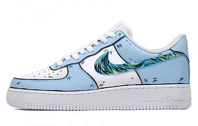 Nike Air Force 1 Van Gogh Note Lightweight Low Top Skateboard Shoes Unisex White Blue