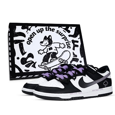 Nike Dunk Unpredictable Weather Black Shoe Box Abrasion Resistant Low top Skateboard Shoes Unisex Purple