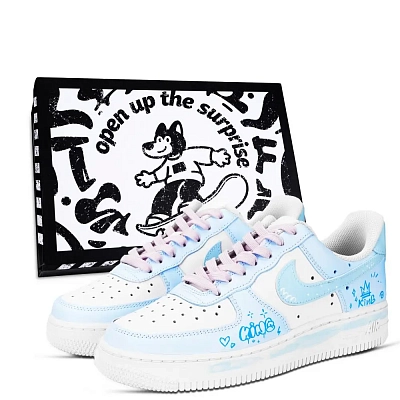Nike Air Force 1 King Abrasion Resistant Low Top Skateboard Shoes Unisex White Blue