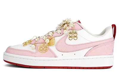 Nike Court Borough 2 Wedding Shoes Abrasion Resistant Low top Skateboard Shoes Women's Pink