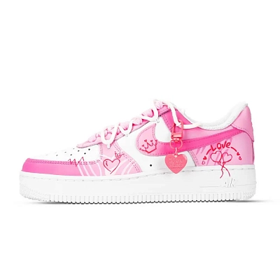 Nike Air Force 1 Love Crown Abrasion Resistant Low Top Skateboard Shoes Unisex Pink White