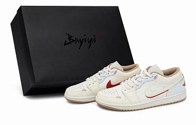 Jordan Air Jordan 1 Vintage Basketball Shoes Men's Low top Ecru/Blue/Red