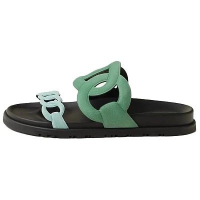 HERMES Extra Slide Slippers Women's Green